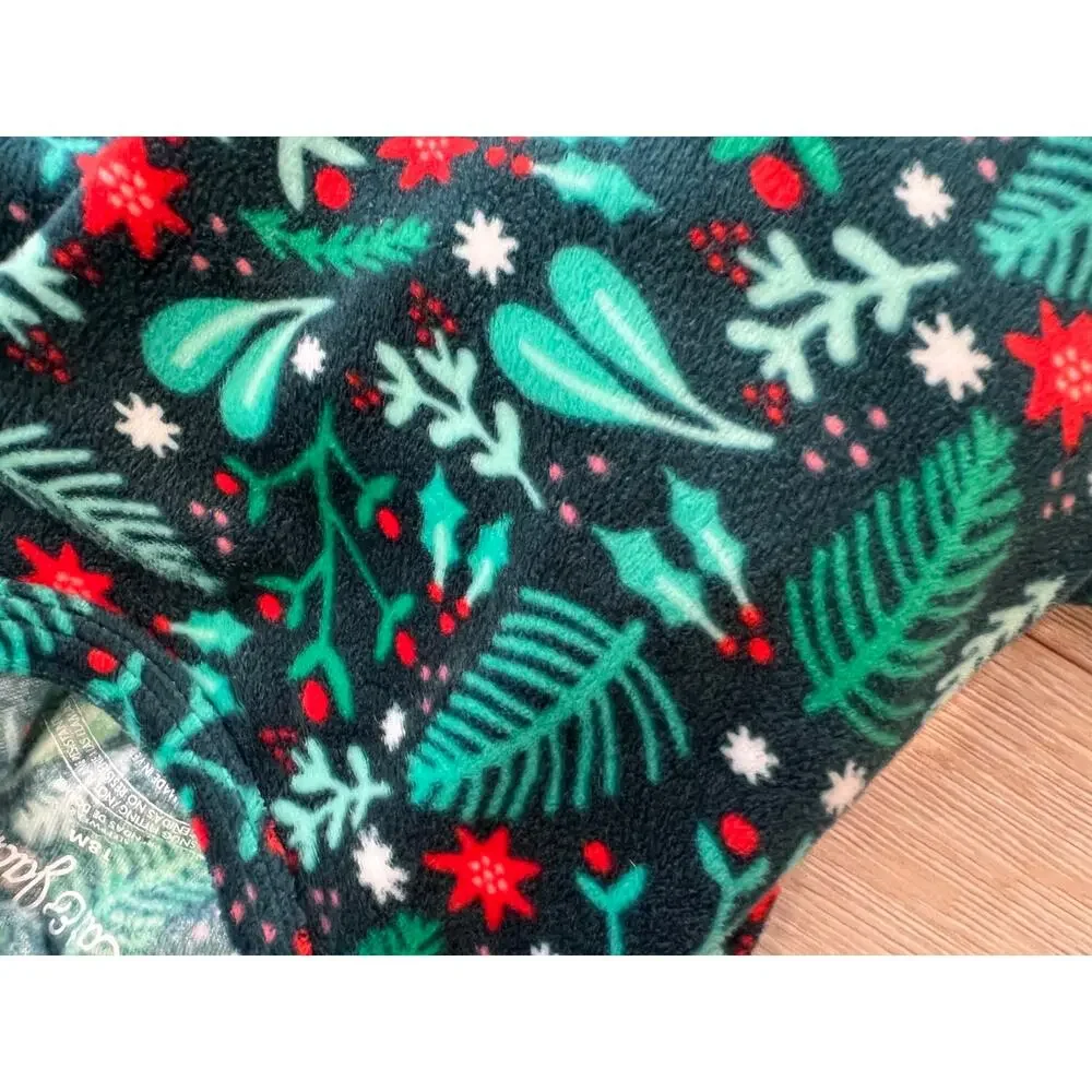 Cat & Jack 18 Mos Matching Christmas Pajamas Set Green Red Holly Berries